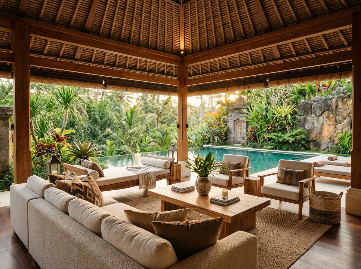 Dea Haven Villas — Living Room & Private Pool Atmosphere